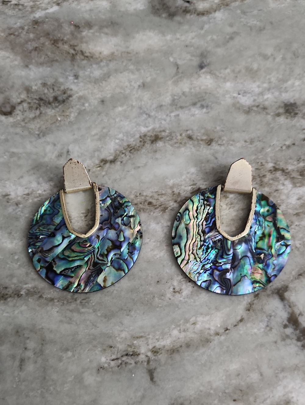 Kendra Scott Abalone Shell Disc Drop Earrings - Iridescent Green Blue